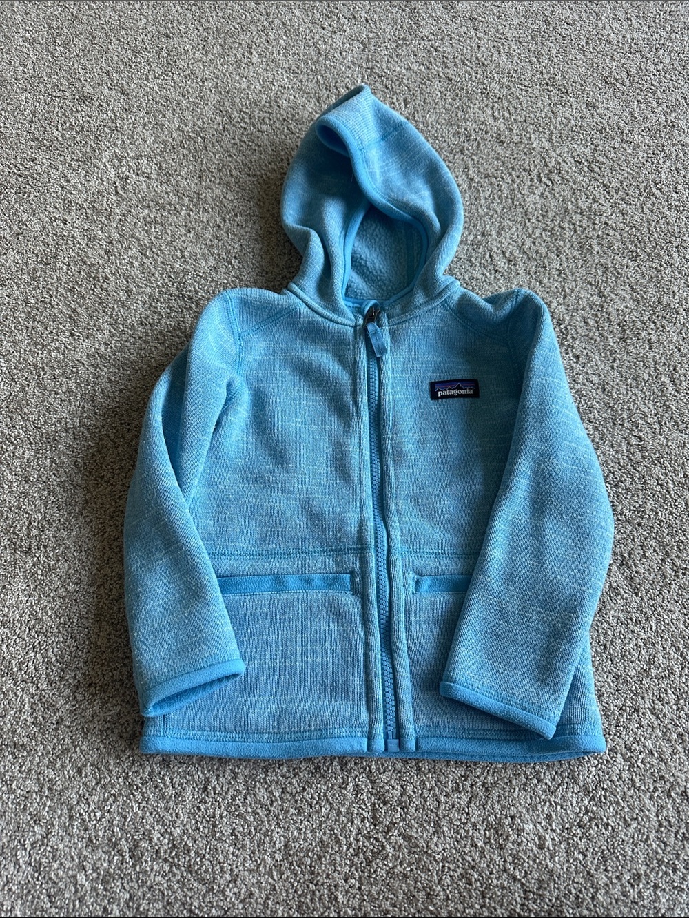 Patagonia Baby Better Sweater Jacket Light Blue Hooded Fleece Coat 2T